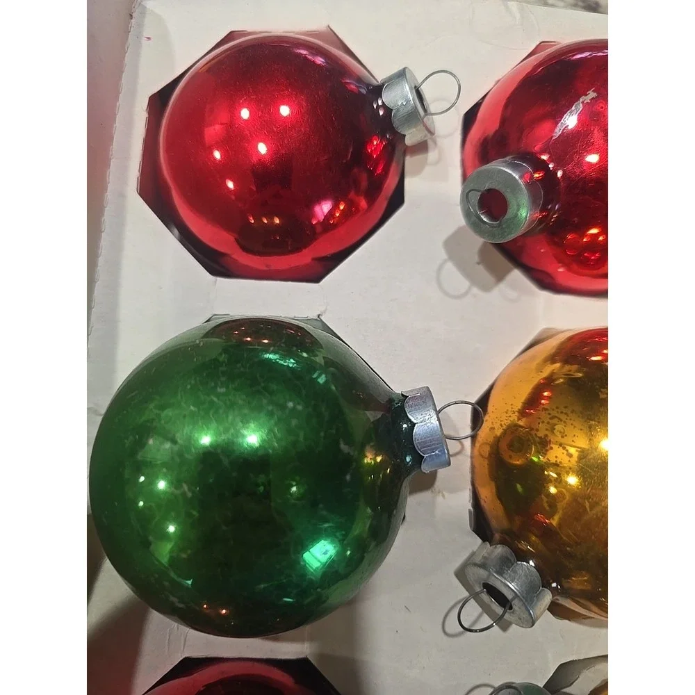 6 Vintage‎ Glass Christmas Ornaments